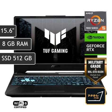 ASUS TUF Gaming|FA506NF-58512B0W|15.6'' FHD|BLACK|R5-7535HS|8GB DDR5 SD|512GB PCIe SSD|RTX2050 4GB|WIN11H